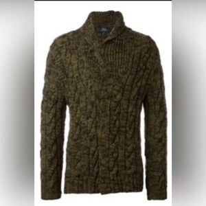 Polo Camo Ragg Hand Knit Wool Button Down Cardigan Sweater
